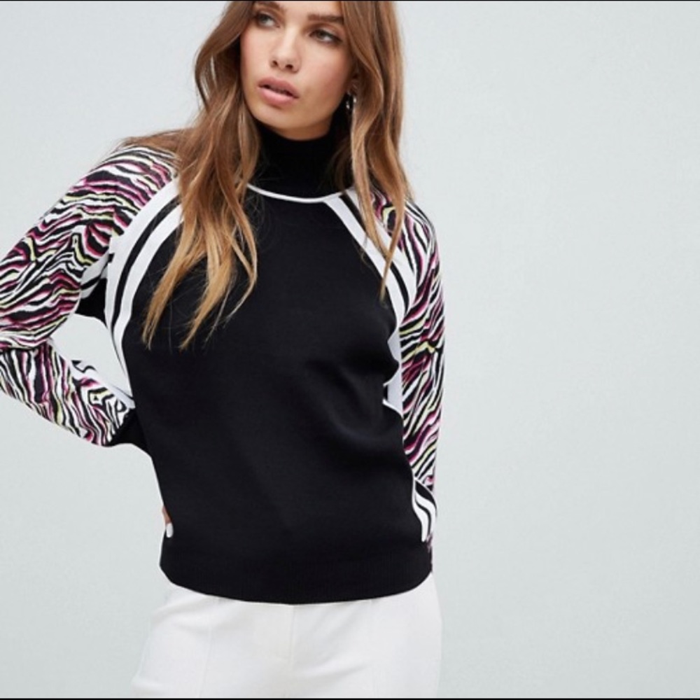 ASOS DESIGN Mock Neck Animal Print Sweater